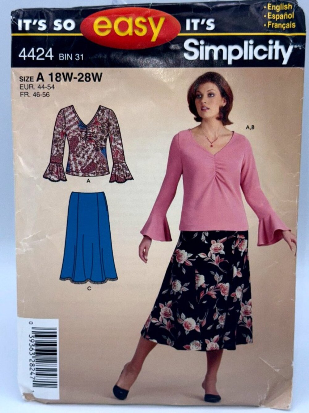 Simplicity 4424 Plus Size Top & Skirt Sewing Pattern 18W–28W It’s So Easy